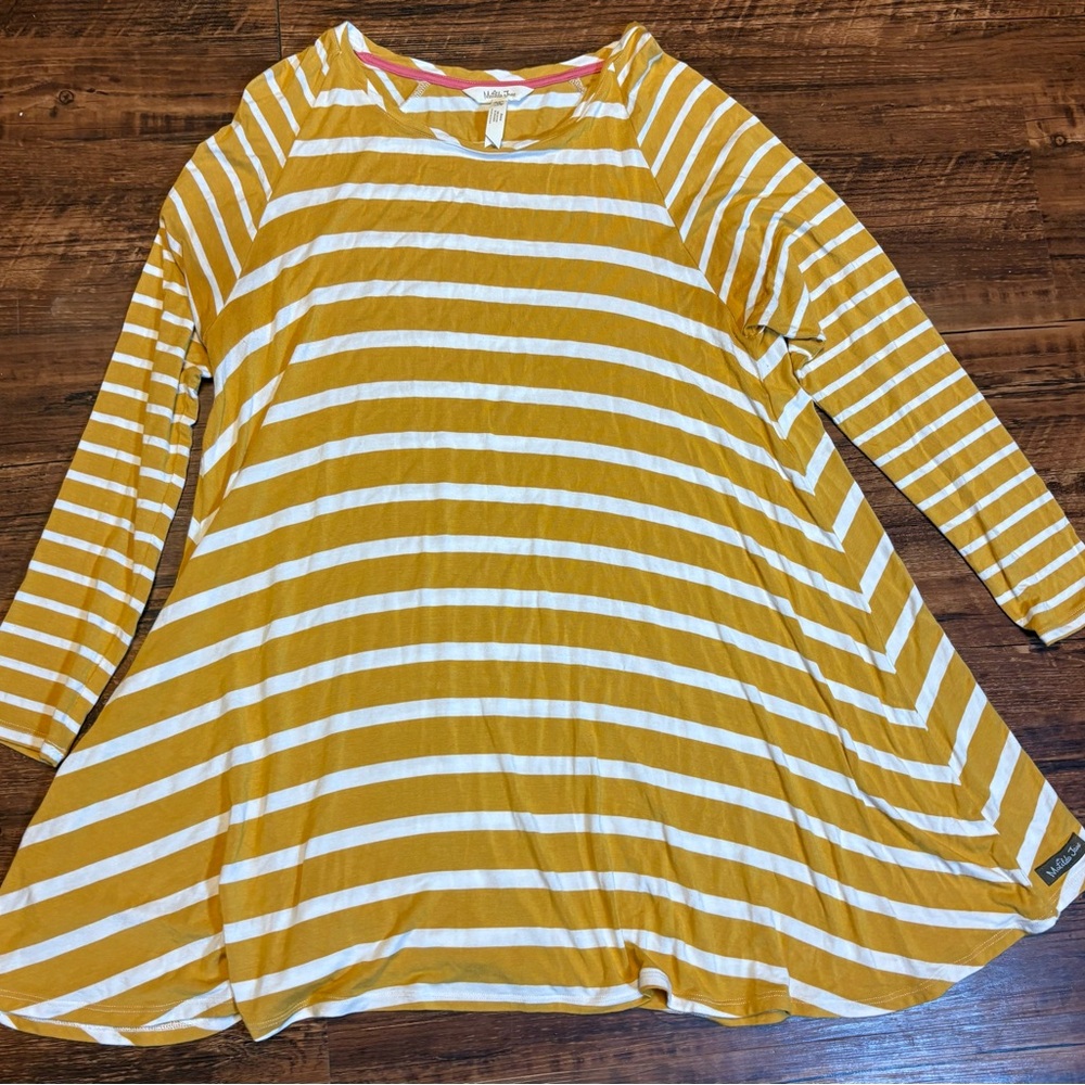 Matilda Jane Modal Tunic Shirt Yellow Stripe Top Walking On Sunshine Medium